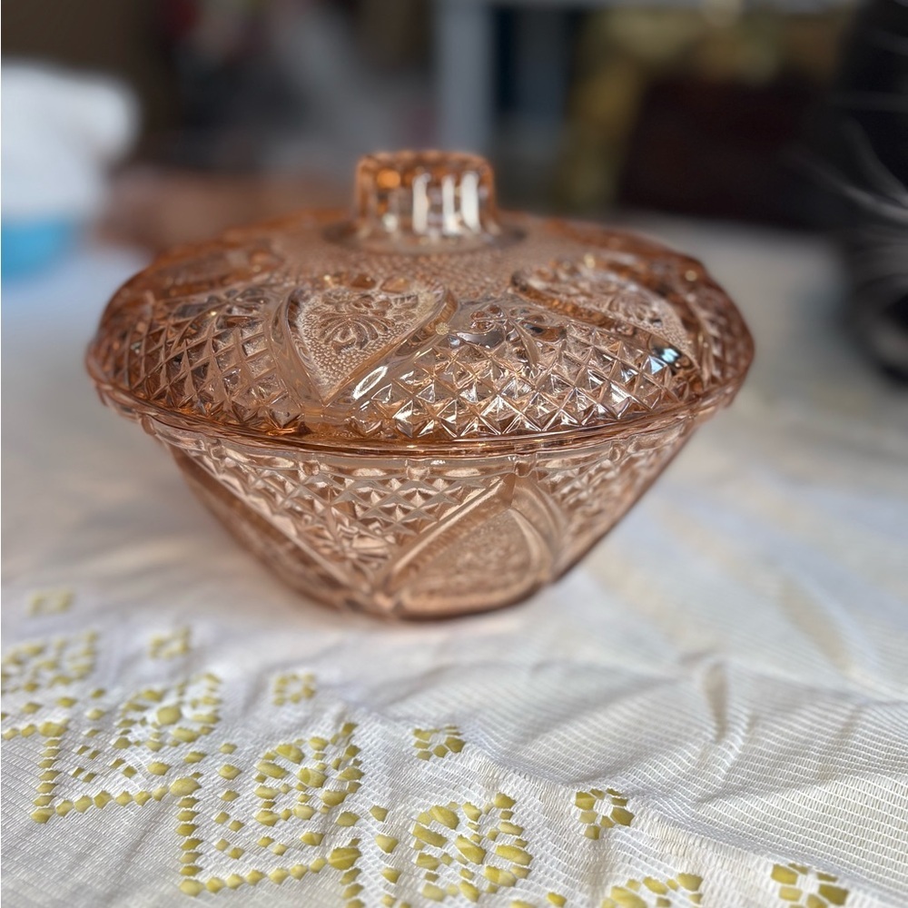 Vintage Pink Glass Candy Dish